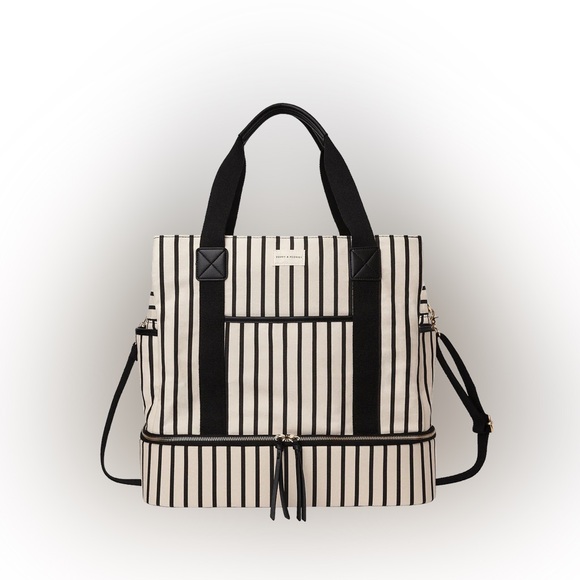 Poppy & Peonies Handbags - Poppy and Peonies Voyager Black Stripe